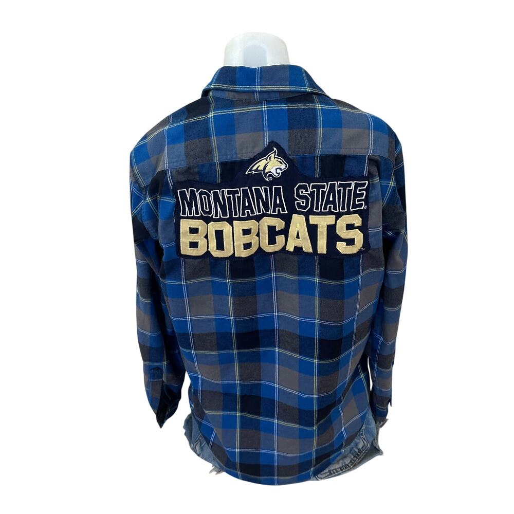 Montana State Bobcats Plaid Flannel Shirt SMALL University Unique Shacket MSU